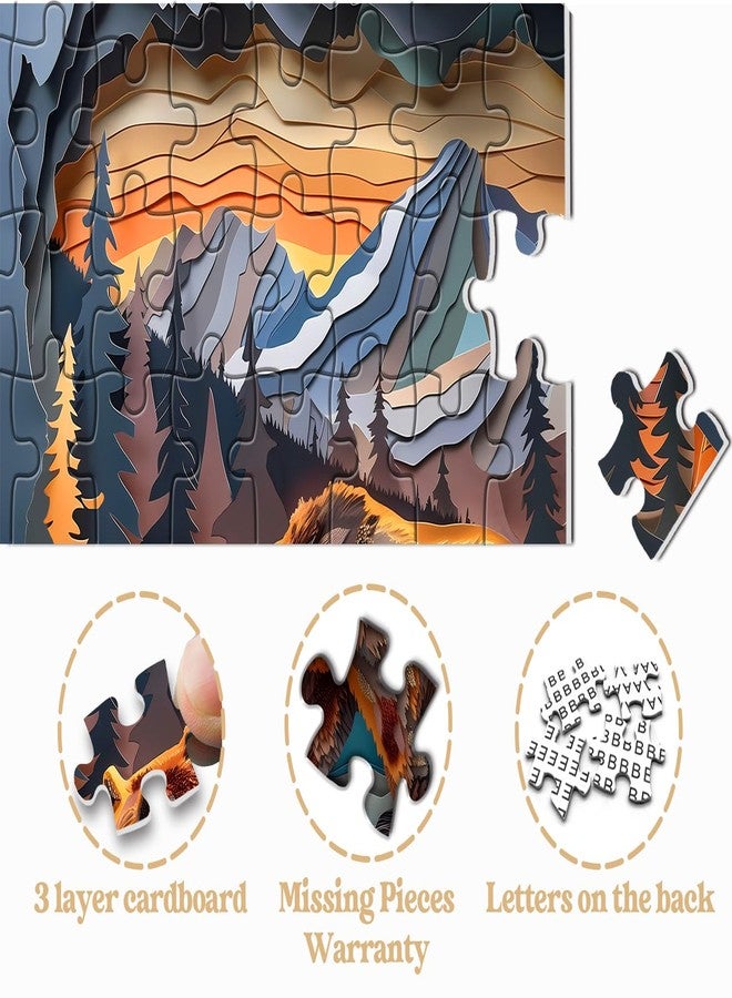 PPuzzling Animal Bear Puzzles for Adults 1000 Pieces, Difficult Hard Challenging Paper Cut Jigsaw Puzzles, Nature Plant Forest Mountain Puzzle as Home Decor - Image 5